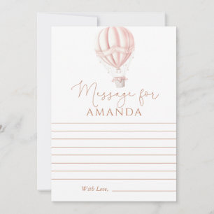 Pink Hot Air Baloon First Birthday Message For  Card