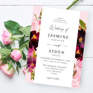 Pink Hot & Blush Pink & Purple Wedding V3- Pink Invitation