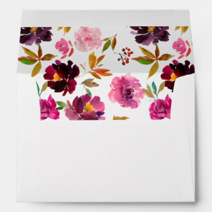 Pink- Hot & Blush & Purple Fall Floral 2 Envelope