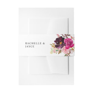 Pink- Hot & Blush & Purple Floral Invitation Belly Band