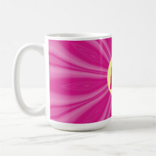 Pink Hot Bright Sunburst Monogram Yellow Circle  Coffee Mug