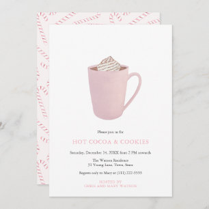 Pink Hot Cocoa and Cookies Christmas Party Invitation