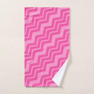 Pink Hot Pink Zigzag Chevron Pattern Design  Hand Towel