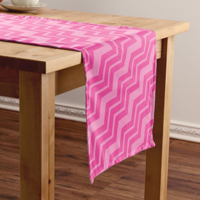 Pink Hot Pink Zigzag Chevron Pattern Design  Short Table Runner (Creator Uploaded)