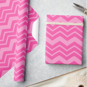 Pink Hot Pink Zigzag Chevron Pattern Design  Wrapping Paper