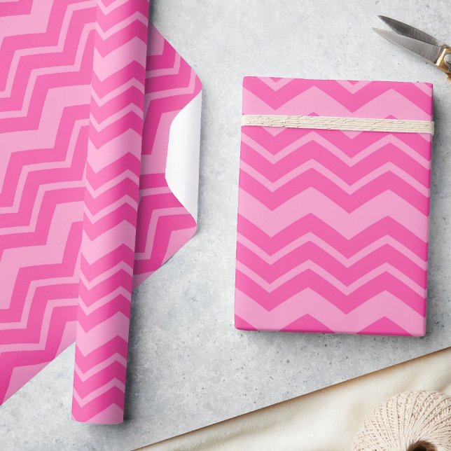 Pink Hot Pink Zigzag Chevron Pattern Design  Wrapping Paper (Creator Uploaded)
