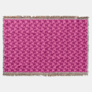 Pink Houndstooth dogs Choose Colour Throw Blanket