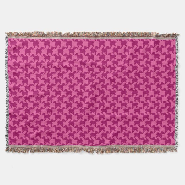 Pink Houndstooth dogs Choose Colour Throw Blanket (Front)
