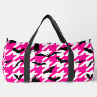 pink houndstooth halloween black bats