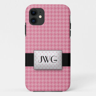 Pink Houndstooth Monogram iPhone 5 Case