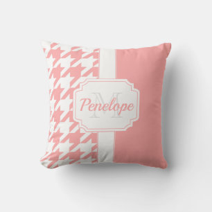Pink Houndstooth Pattern Cushion