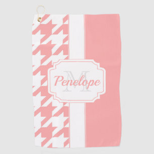 Pink Houndstooth Pattern Golf Towel