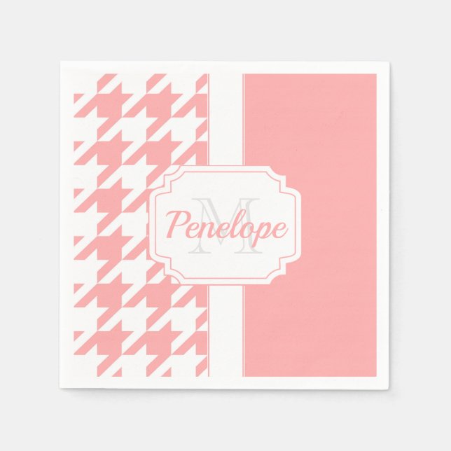 Pink Houndstooth Pattern Napkin (Front)