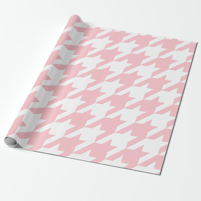 Pink Houndstooth Pattern Wrapping Paper (Unrolled)