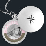 Pink Houndstooth Photo Frame Custom Necklace<br><div class="desc">Custom locket.</div>