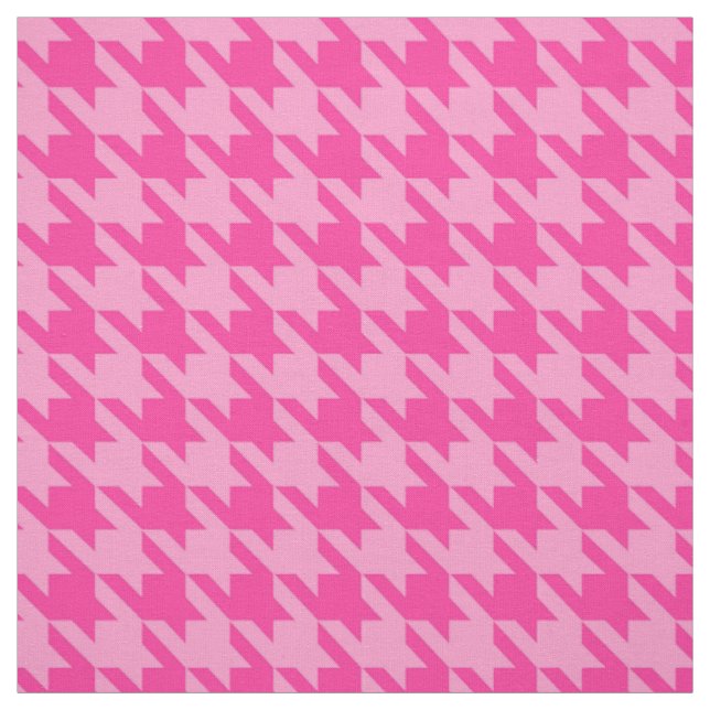 Pink Houndstooth Plaid Check Fabric (Swatch)
