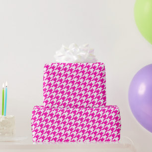 Pink Houndstooth Wrapping Paper