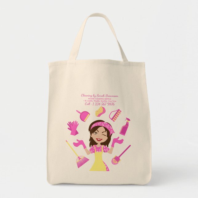 Pink House Cleaning Daily Shopping Bag (Front)