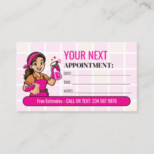 Pink House Cleaning Next Reminder Appointment Card