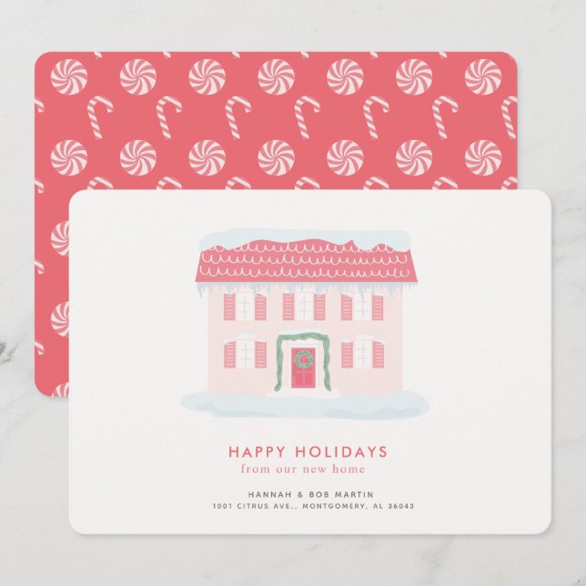 Pink House Holiday Moving Announcement (Front/Back)