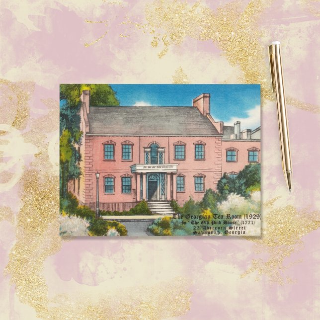 Pink House Savannah GA historic Postcard (Creator Uploaded)