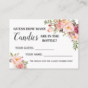 Pink How many candies game bilingual shower card