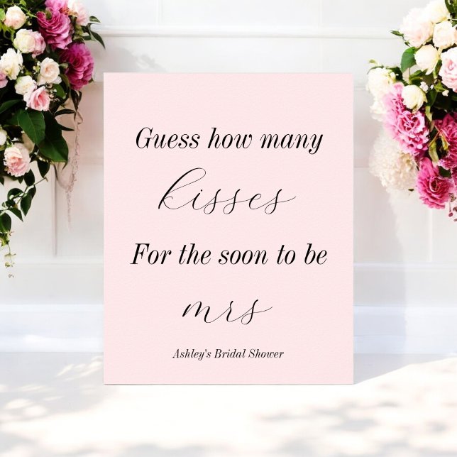 Pink How Many Kisses Bridal Shower Games Poster (Creator Uploaded)