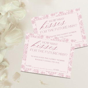 Pink How Many Kisses Bridal Shower Guessing Game Enclosure Card