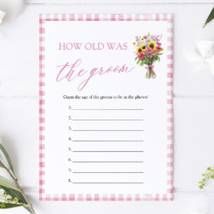 Pink How Old Was The Groom Bridal Shower Game Invitation