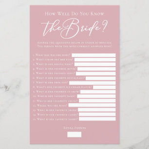 Pink How Well Do You Know the Bride Shower Game