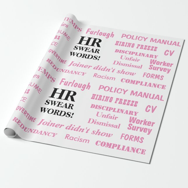 Pink HR Human Resources Gift Wrap Wrapping Paper (Unrolled)