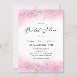 Pink Hues Gold Sparkles Bridal Shower  Invitation