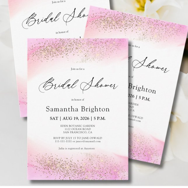 Pink Hues Gold Sparkles Bridal Shower  Invitation (Creator Uploaded)