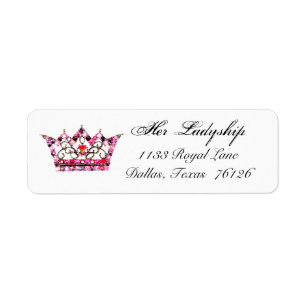 "Pink Hues of a Tiara"  Return Address Labels