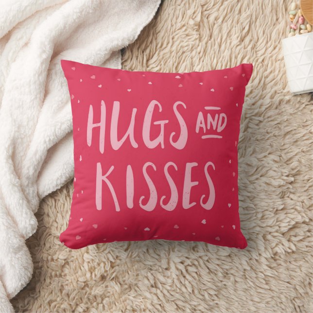 Pink Hugs and Kisses | Hearts | Valentine's Day Cushion (Blanket)