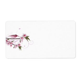Pink Hummingbird and Flowers Shipping Labels