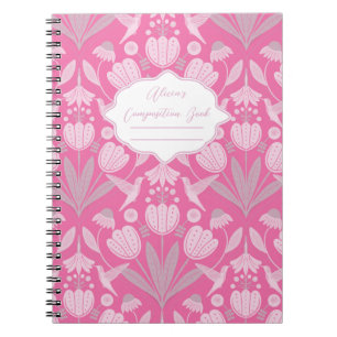 Pink Hummingbird Coquette Personalised Composition Notebook