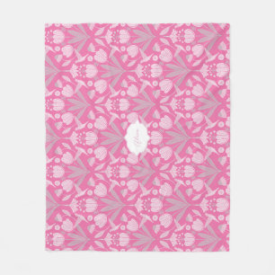 Pink Hummingbird Coquette Personalised floral Fleece Blanket