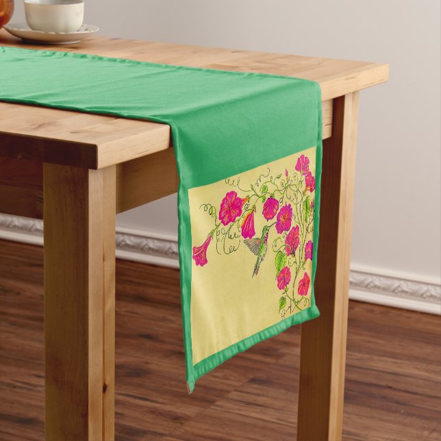 Pink Hummingbird Table Runner (In Situ)