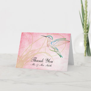 Pink Hummingbird Watercolor Thank You card