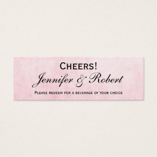 Pink Hummingbird Watercolor Wedding Drink Ticket