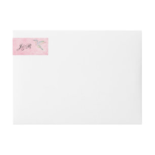 Pink Hummingbird Watercolor Wedding Wrap Around Label