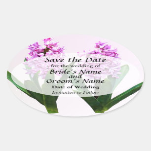 Pink Hyacinth Duo Save the Date Oval Sticker