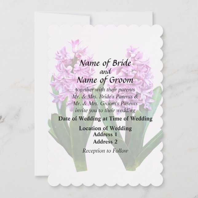 Pink Hyacinth Duo Wedding Products Invitation (Front)