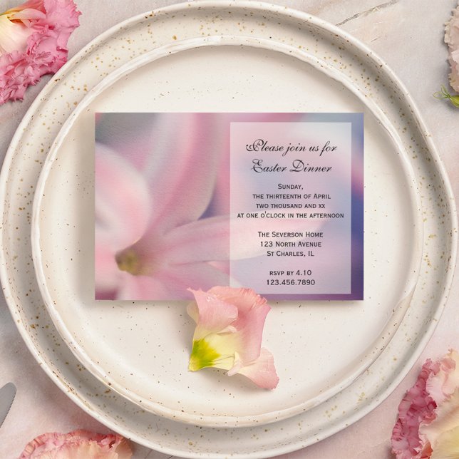 Pink Hyacinth Flower Easter Dinner Invitation (Creator Uploaded)