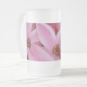 pink hyacinth flower frosted glass beer mug