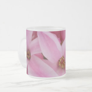pink hyacinth flower frosted glass coffee mug