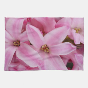 pink hyacinth flower tea towel
