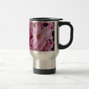 pink hyacinth flower travel mug