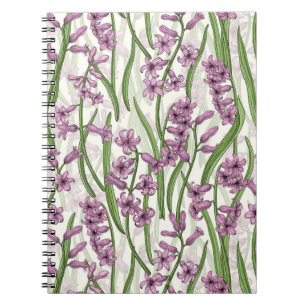 Pink Hyacinth flowers on natural white Notebook